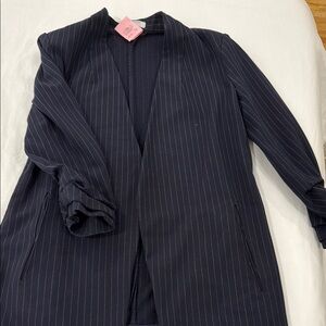 Aritzia Babaton Navy Pinstripe Open Blazer